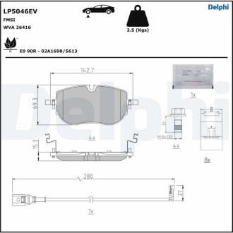 Фото автозапчасти гальмiвнi колодки дисковi переднi Delphi LP5046EV