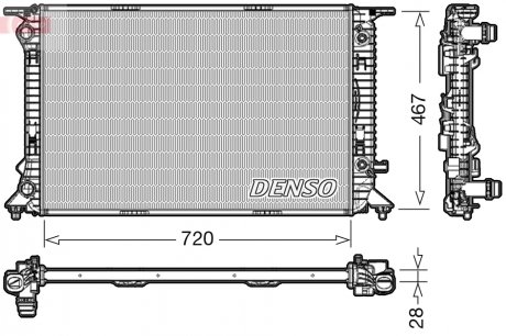 Радиатор двигателя AUDI A4 ALLROAD B8, A4 B8, A5, Q5 1.8-2.0H 10.07-05.17 DENSO DRM02021