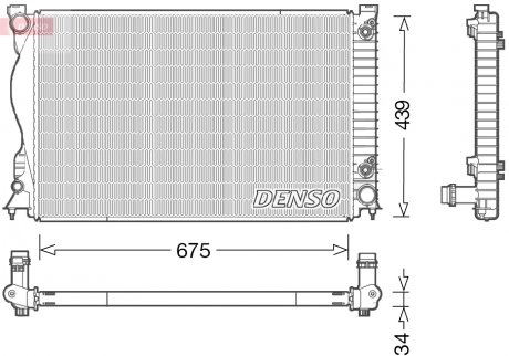 Радиатор двигателя (автомат) AUDI A6 C6 2.4-3.2 05.04-08.11 DENSO DRM02028 (фото 1)