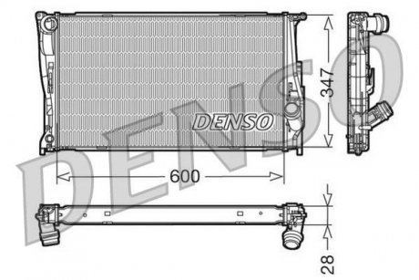 Радіатор двигуна (автомат) BMW 1 (E81), 1 (E82), 1 (E87), 1 (E88), 3 (E90), 3 (E91), 3 (E92), 3 (E93), X1 (E84), X3 (F25) 2.0-3.0D 06.04-06.15 DENSO DRM05111