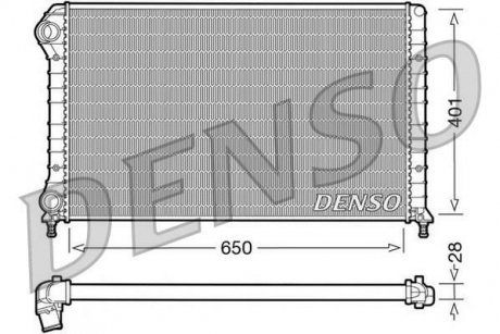 Радиатор двигателя (МКПП) FIAT DOBLO, DOBLO CARGO 1.4-1.9D 03.01- DENSO DRM09061 (фото 1)