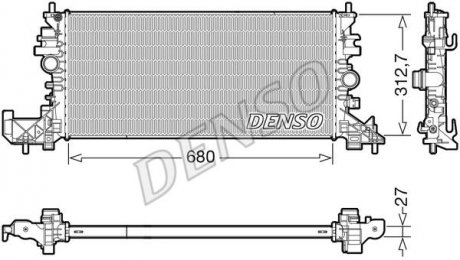 Радиатор двигателя OPEL ASTRA K 1.0-1.6D 06.15- DENSO DRM20118 (фото 1)