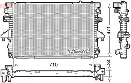 Радиатор двигателя Volkswagen MULTIVAN V, TRANSPORTER V 1.9D/2.5D 04.03-11.09 DENSO DRM32040 (фото 1)