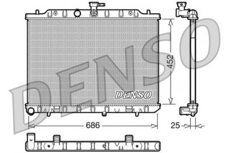 Радіатор двигуна (ручна) NISSAN X-TRAIL II 2.0D 06.07-11.13 DENSO DRM46007