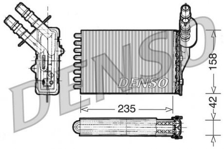 Радиатор печки обогреватель салона RENAULT CLIO II, ESPACE IV, KANGOO EXPRESS 1.2-3.5 08.97- DENSO DRR23001 (фото 1)