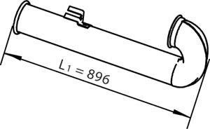 Труба глушника сполучна (x896mm) DAF CF 75, CF 85, XF 95 (вир-во) Dinex 21789