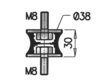 Опора радиатора D=41mm, H=30mm, M8x20mm; 95 XF, CF 85 /II /IV, XF 95/105 Dinex 21822 (фото 1)