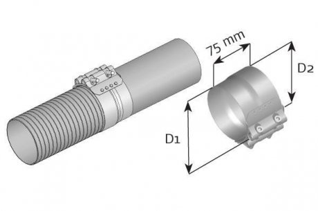Хомут трубы глушителя d127xd132mm (нержавейка) Dinex 99328 (фото 1)