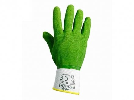 Перчатки трикотажные с латексным покрытием 10 класс зеленые 10 размер DOLONI 4526/GREN/Z (фото 1)