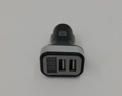 Фото автозапчасти автомобильное зарядное устройство 2USB (12/24V - 5V 2,4A), LED Display, черное <ДК> Дорожная Карта DK-CT04B