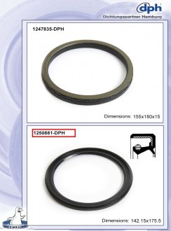 Сальник ступицы SAF ось старый номер 109598 142.15x175.5x11.4 (4373004400*) Dph 1250881