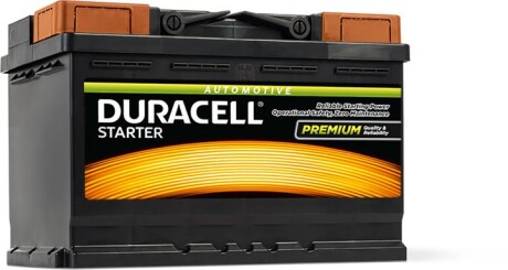 Фото автозапчасти акумуляторна батарея Starter 72Ah 12V R+ EN660A (278х175х190) Duracell DS72