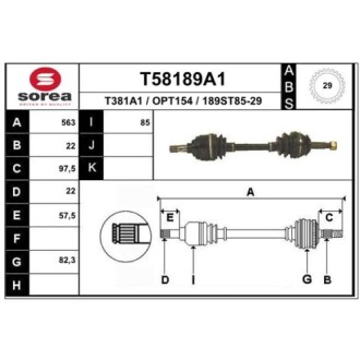 Фото автозапчастини піввісь CORSA B (S93), 03.93 EAI T58189A1