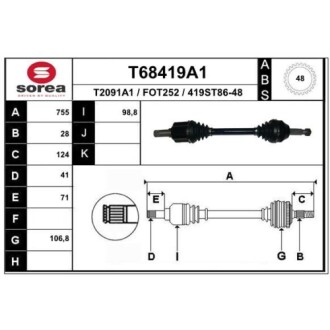 Фото автозапчастини піввісь TRANSIT Platforma / EAI T68419A1