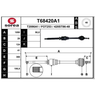 Фото автозапчастини піввісь TRANSIT Platforma / EAI T68420A1