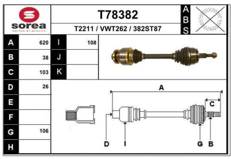 Фото автозапчасти вал EAI T78382