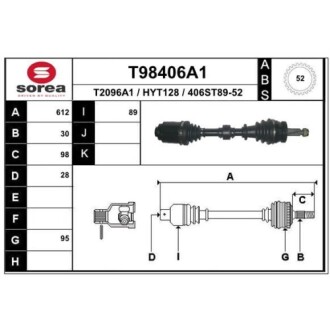 Фото автозапчасти піввісь SANTA FÉ II (CM), 01 EAI T98406A1