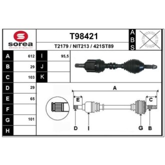 Фото автозапчасти піввісь X-TRAIL II (T31), 03 EAI T98421