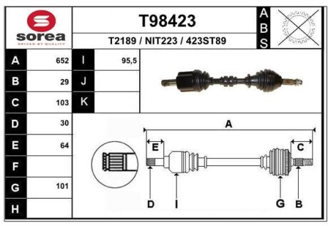 Фото автозапчасти вал EAI T98423