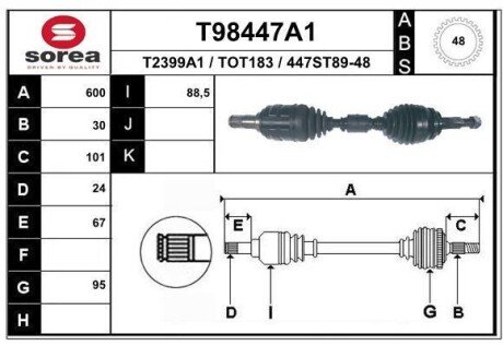 Фото автозапчастини вал EAI T98447A1