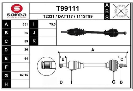 Фото автозапчасти вал EAI T99111