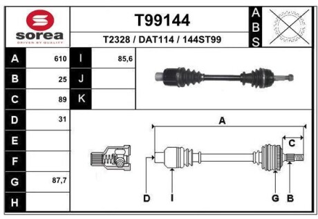 Фото автозапчасти вал EAI T99144