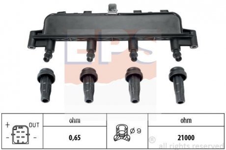 Фото автозапчастини котушка запалювання Peugeot 106-307, Partner 1.0-1.6 05.93- EPS 1.970.405