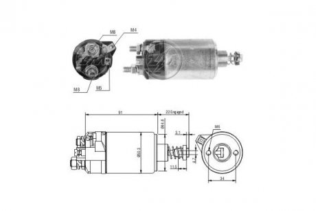 Фото автозапчастини втягуюче реле стартера ERA ZM525