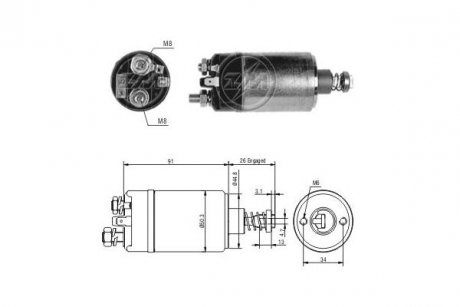 Фото автозапчастини втягуюче реле стартера ERA ZM527 (фото 1)