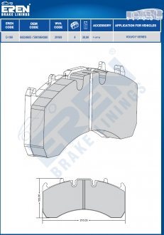 Фото автозапчасти тормозные колодки WVA 29169 Renault/VOLVO (+пластины 4шт.) Eren D-169 w/o aks