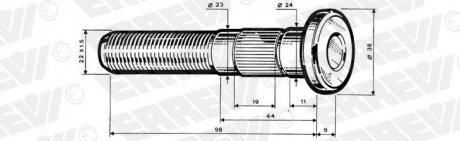 Фото автозапчастини шпилька, ROR, M22x1.5xL98 ERREVI 729018
