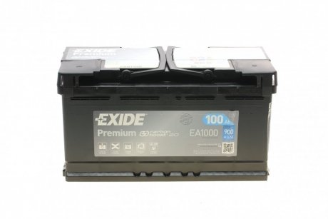Акумулятор 12V 100Ah/900A PREMIUM (P+ стандартний полюс) 353x175x190 B13 (стартерний) EXIDE EA1000