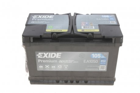 Аккумулятор 12V 105Ah/850A PREMIUM (P+ en) 315x175x205 B13 (стартер) EXIDE EA1050 (фото 1)