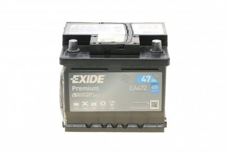 Аккумулятор 12V 47Ah/450A PREMIUM (P+ en) 207x175x175 B13 (стартер) EXIDE EA472
