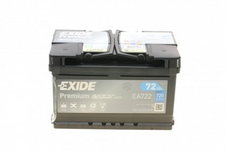 Акумулятор 12V 72Ah/720A PREMIUM (P+ en) 278x175x175 B13 (стартерний) EXIDE EA722
