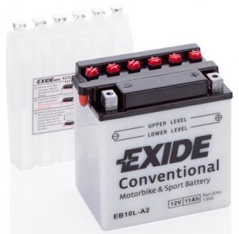 Акумуляторна батарея 11Ah/130A (134.8x90x145/+R/B0) (Conventional) (мото) (сухозаряджений) EXIDE EB10L-A2