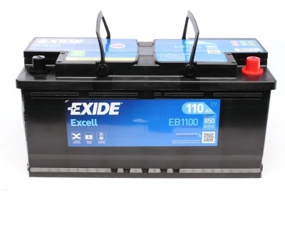 Акумулятор 12V 110Ah/850A EXCELL (P+ стандартний полюс) 392x175x190 B13 (стартерний) EXIDE EB1100 (фото 1)
