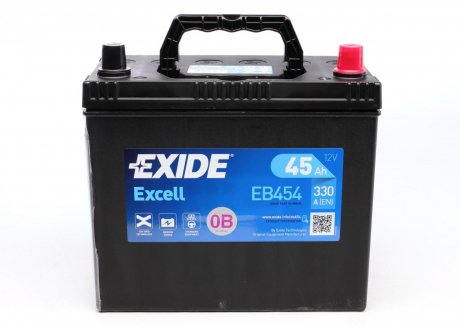 Акумулятор 12V 45Ah/330A EXCELL (P+ en) 237x127x227 B0 (стартерний) EXIDE EB454 (фото 1)