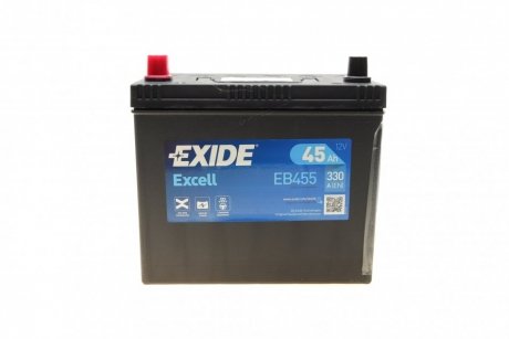 Аккумулятор 12V 45Ah/330A EXCELL (L+ en) 237x127x227 B0 (стартер) EXIDE EB455 (фото 1)
