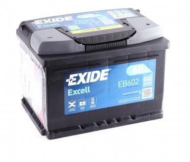 Аккумулятор 12V 60Ah/540A EXCELL (P+ en) 242x175x175 B13 (стартер) EXIDE EB602