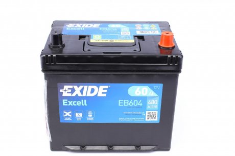 Аккумулятор 12V 60Ah/480A EXCELL (P+ en) 230x173x222 Корейский B1 (стартер) EXIDE EB604 (фото 1)