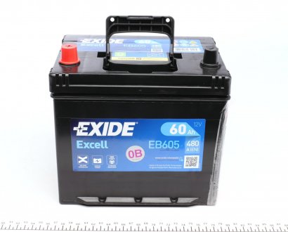 Аккумулятор 12V 60Ah/480A EXCELL (L+ en) 230x173x222 Корейский B1 (стартер) EXIDE EB605 (фото 1)