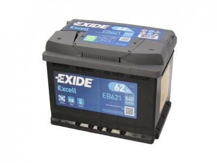 Фото автозапчасти аккумулятор 12V 62Ah/540A EXCELL (L+ en) 242x175x190 B13 (стартер) EXIDE EB621 (фото 1)