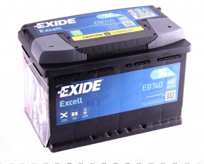 Аккумулятор 12V 74Ah/680A EXCELL (P+ en) 278x175x190 B13 (стартер) EXIDE EB740 (фото 1)