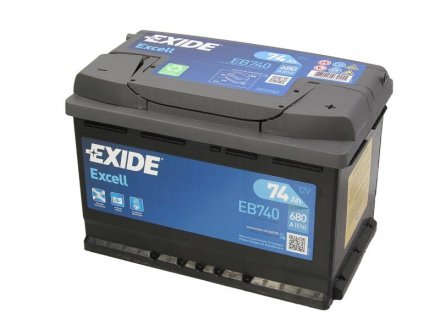 Фото автозапчастини акумулятор 12V 74Ah/680A EXCELL (P+ en) 278x175x190 B13 (стартерний) EXIDE EB740