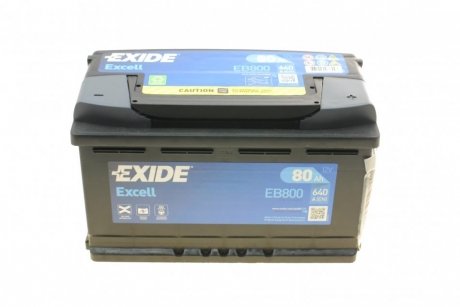 Аккумулятор 12V 80Ah/640A EXCELL (P+ en) 315x175x190 B13 (стартер) EXIDE EB800