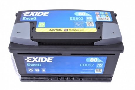 Аккумулятор 12V 80Ah/700A EXCELL (P+ en) 315x175x175 B13 (стартер) EXIDE EB802
