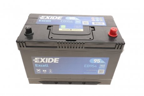 Акумулятор 12V 95Ah/760A EXCELL (P+ en) 306x173x222 корейський B1 (стартерний) EXIDE EB954 (фото 1)