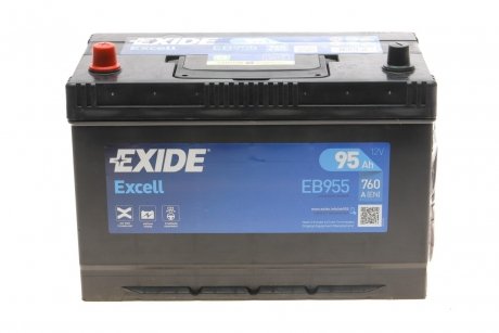 Аккумулятор 12V 95Ah/760A EXCELL (L+ en) 306x173x222 Корейский B1 (стартер) EXIDE EB955 (фото 1)