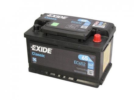 Акумулятор 12V 65Ah/540A CLASSIC (P+ en) 278x175x175 B13 (стартерний) EXIDE EC652